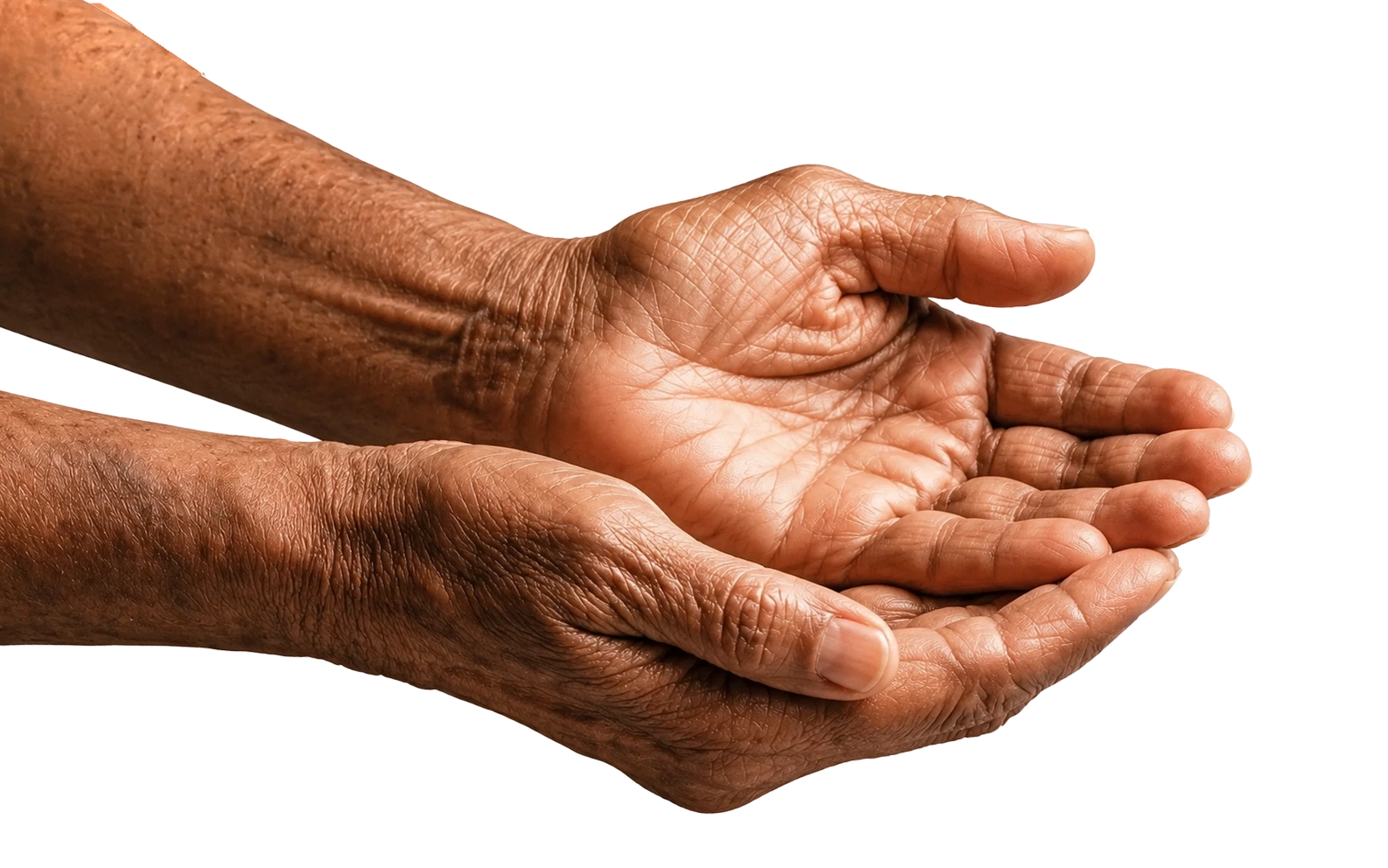 Older adult hands ready to receive support from the PillsDock medication system