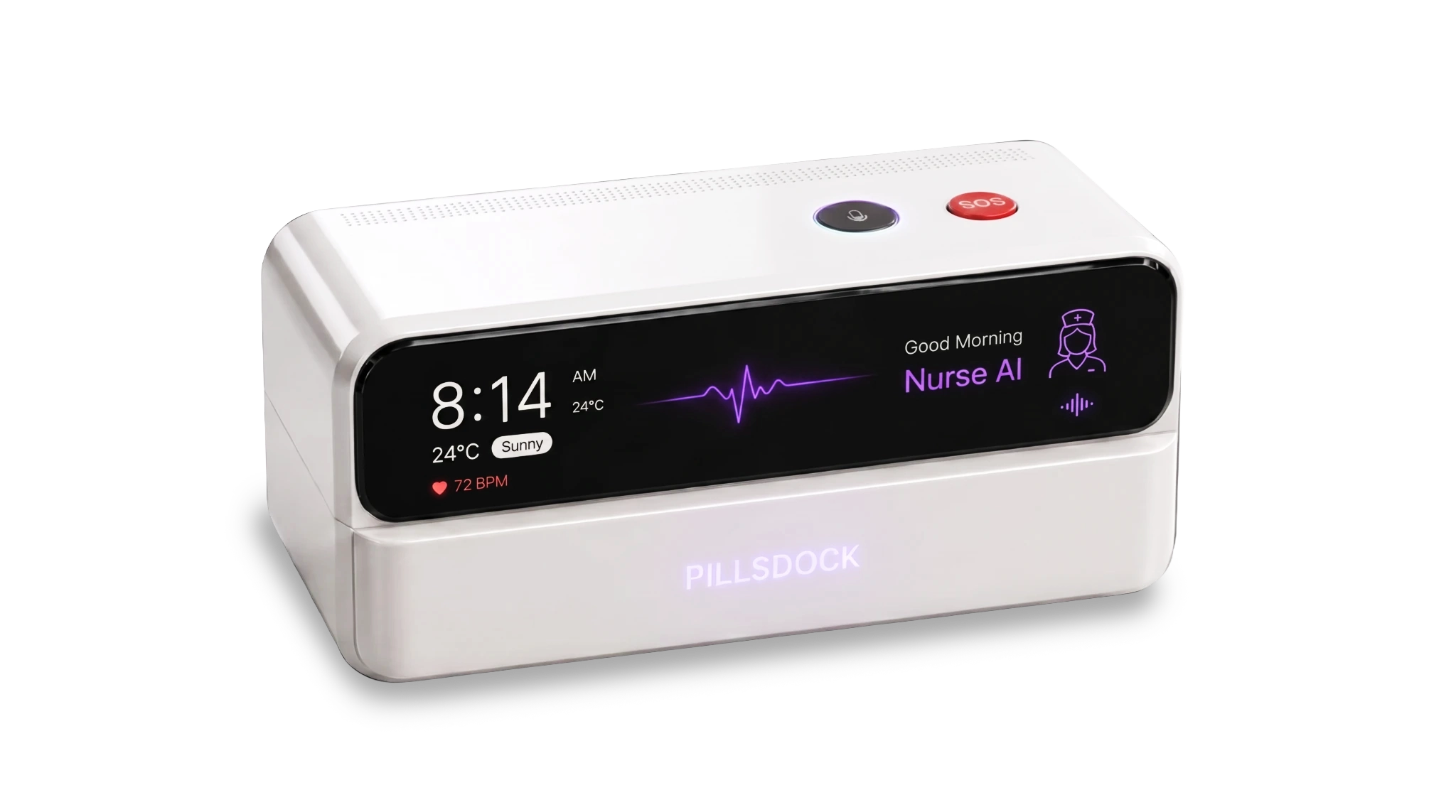 PillsDock smart medication organizer in the Cloud White finish